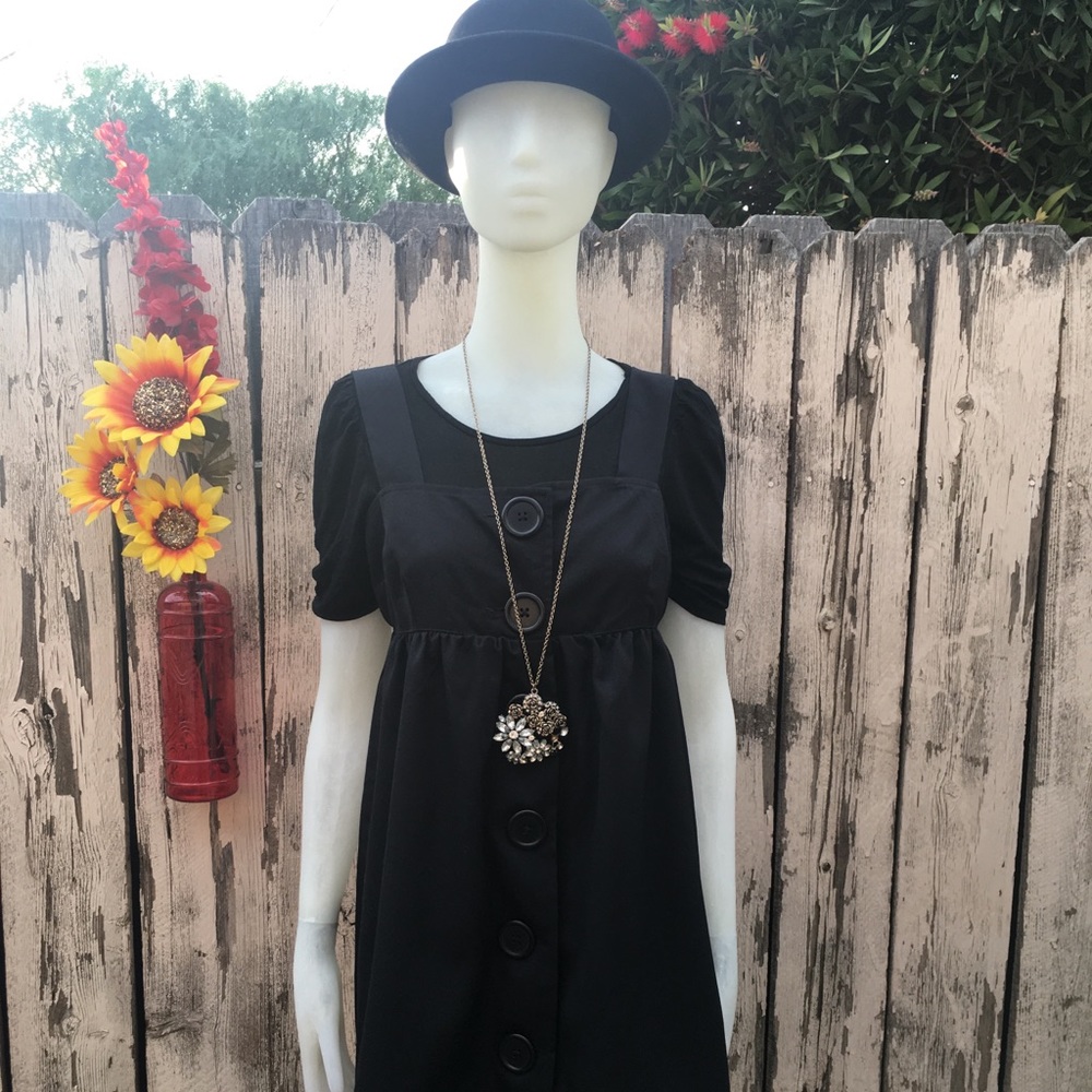 Overalls Front button Black Dress